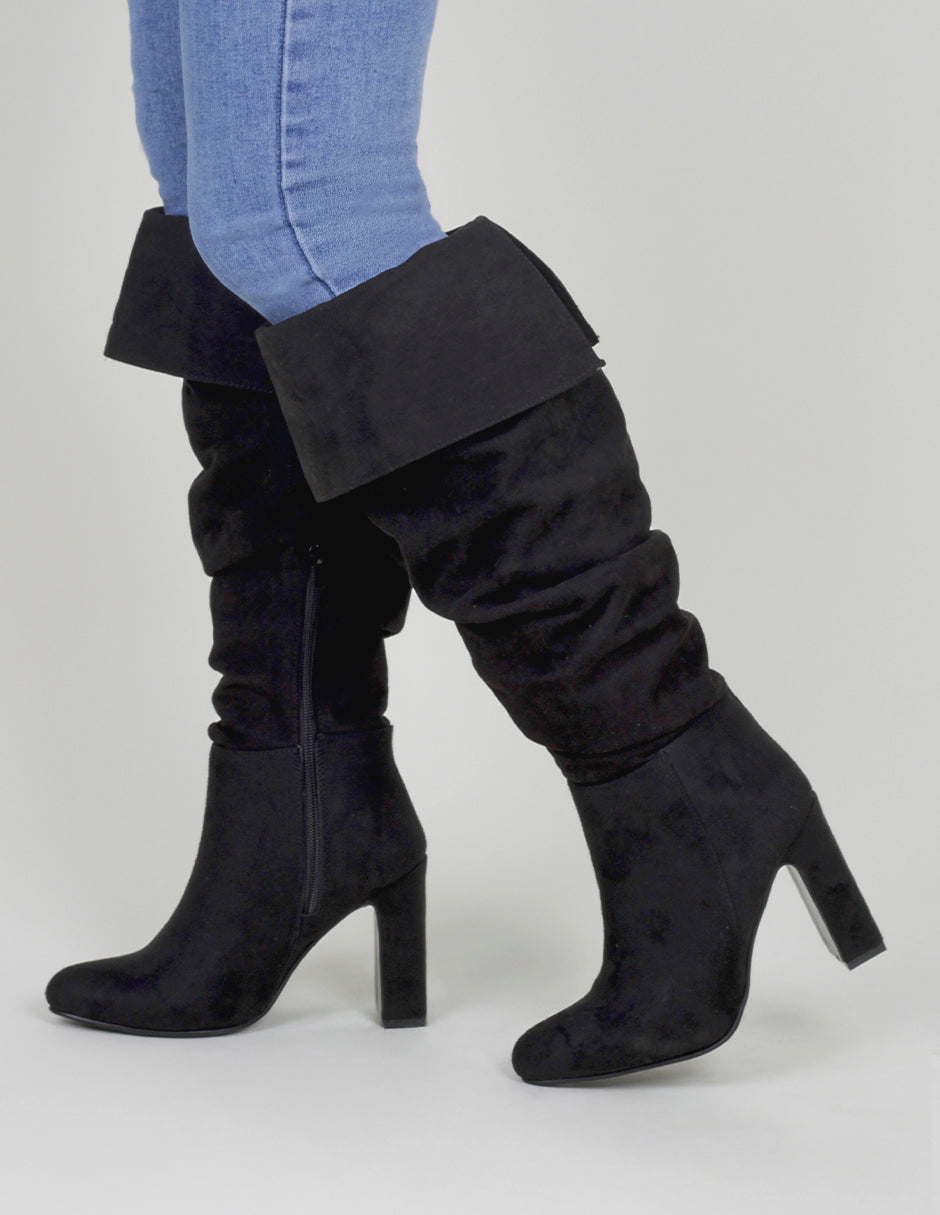Botas altas Nutty en Gamuza – Negro