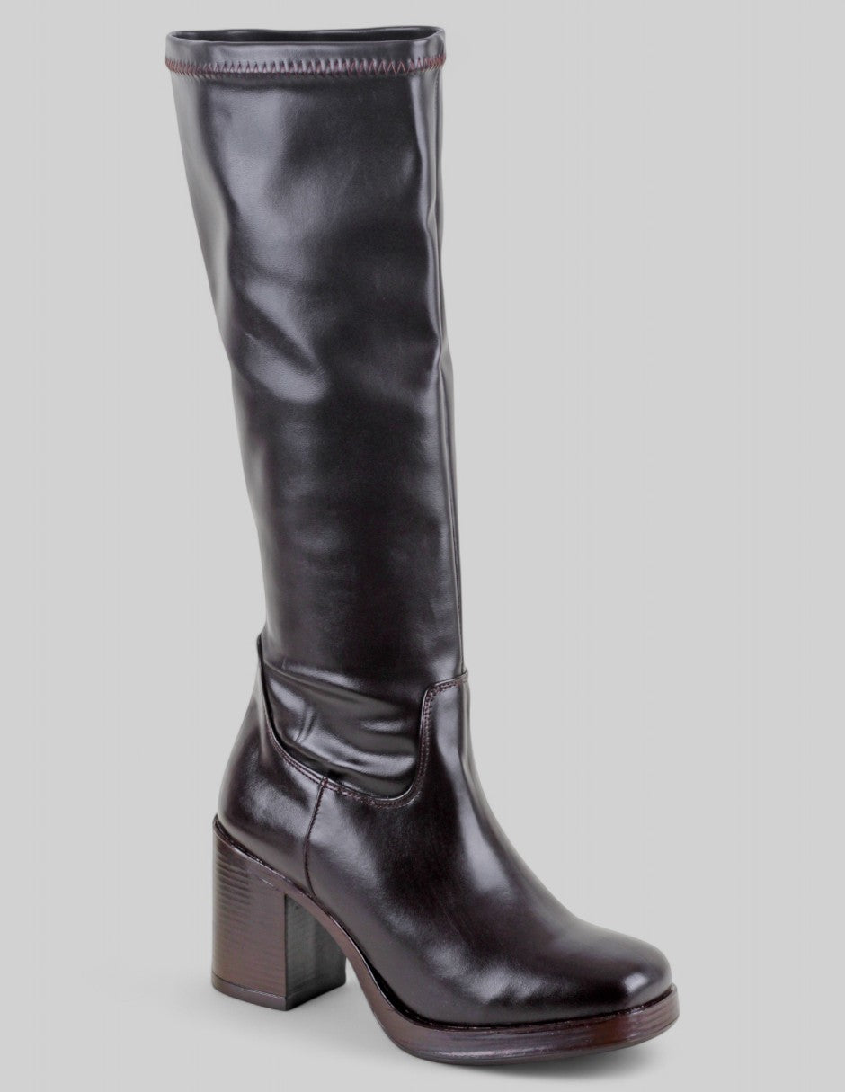 Botas altas Exterior Piel vegana Color Café Para Mujer De RBCOLLECTION