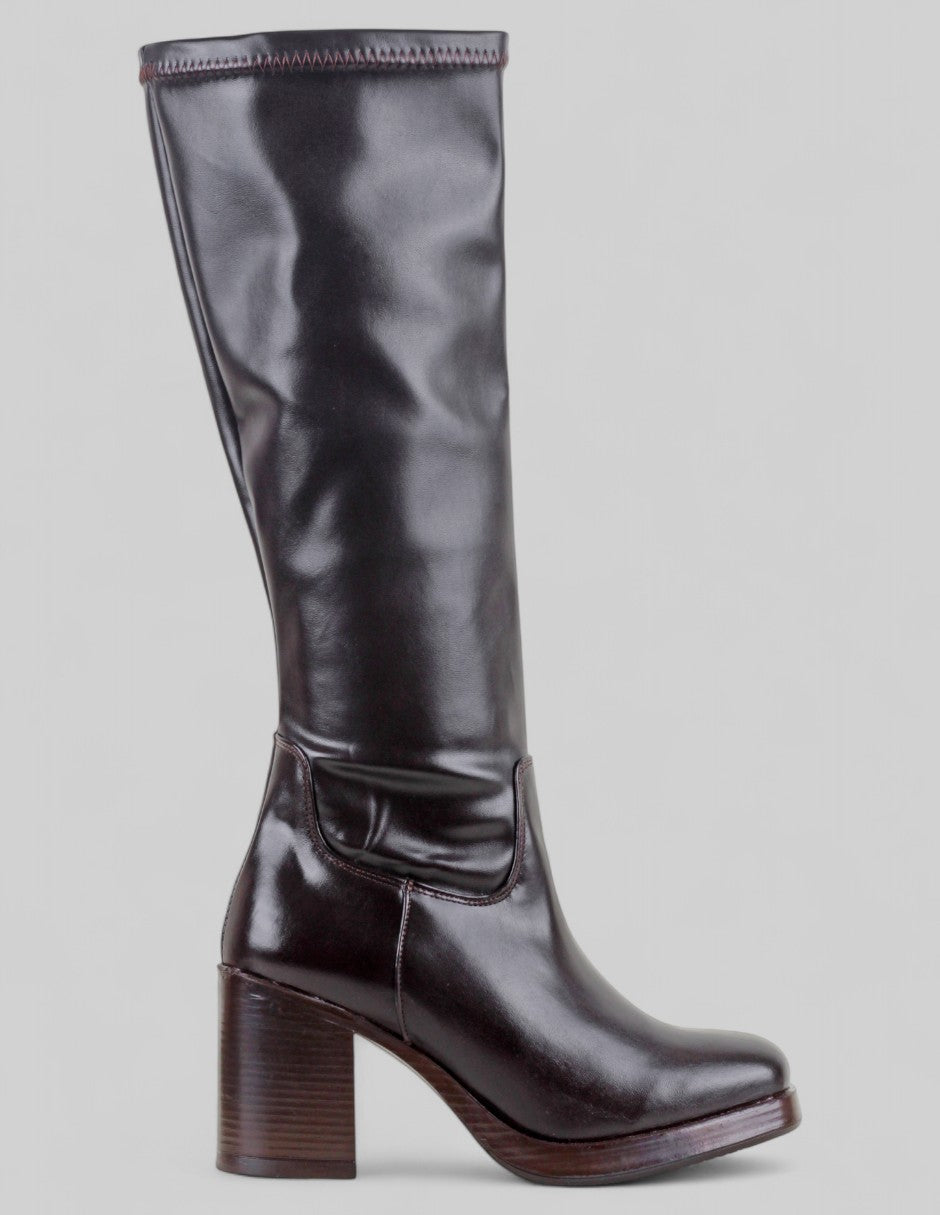 Botas altas Delta en Piel vegana – Café