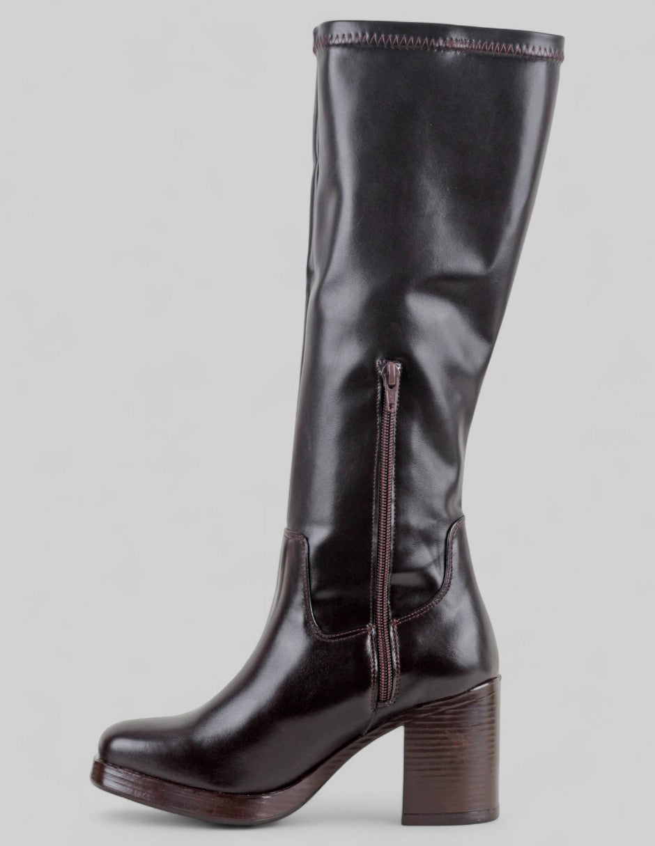 Botas altas Delta en Piel vegana – Café