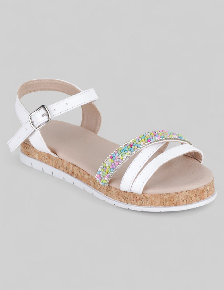 Sandalias Kids  en Piel vegana – Blanco