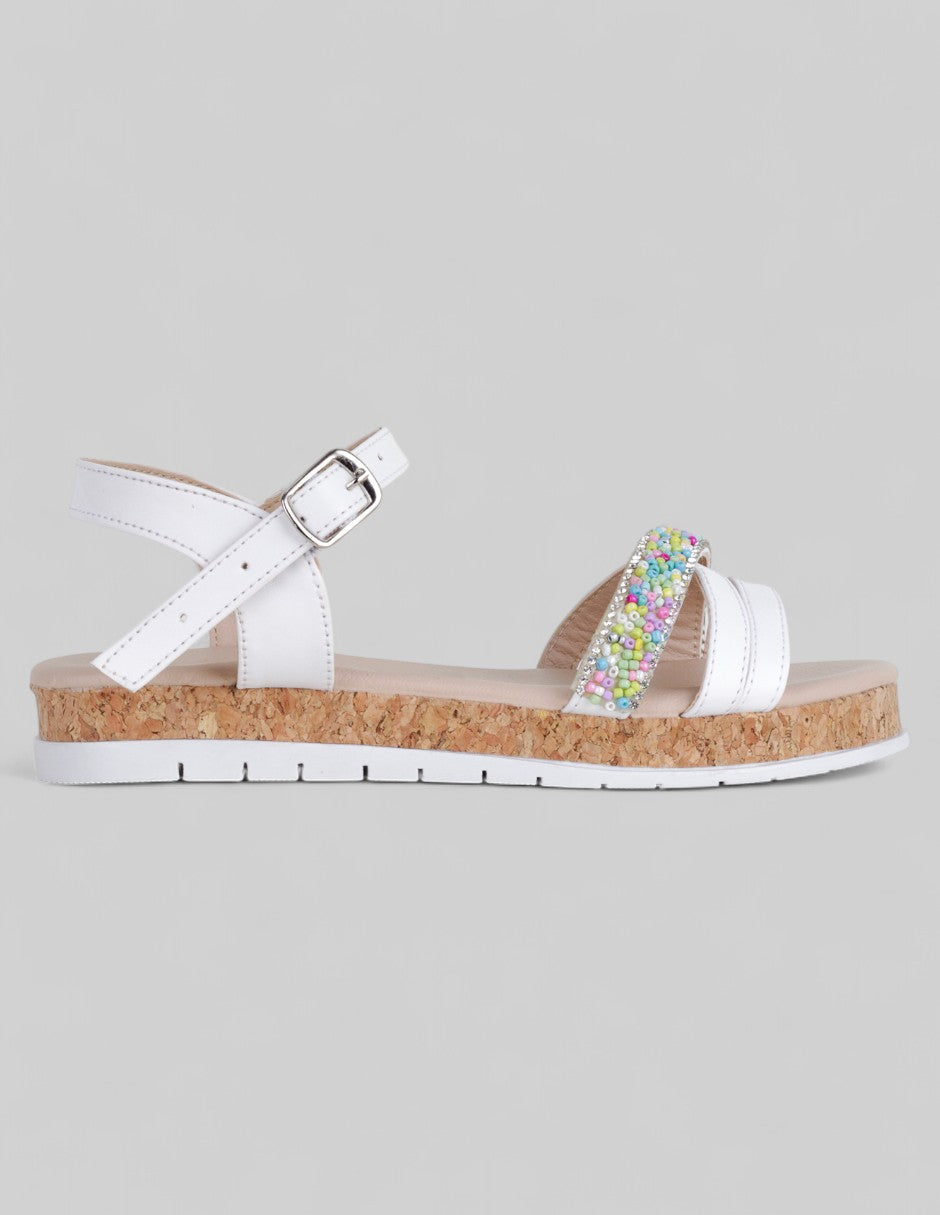 Sandalias Kids  en Piel vegana – Blanco