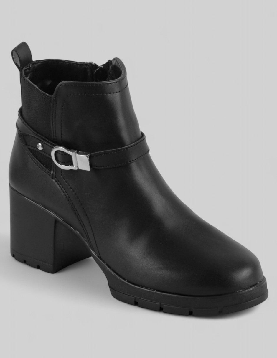 Botín con tacón Exterior Piel vegana Color Negro Para Mujer De RBCOLLECTION