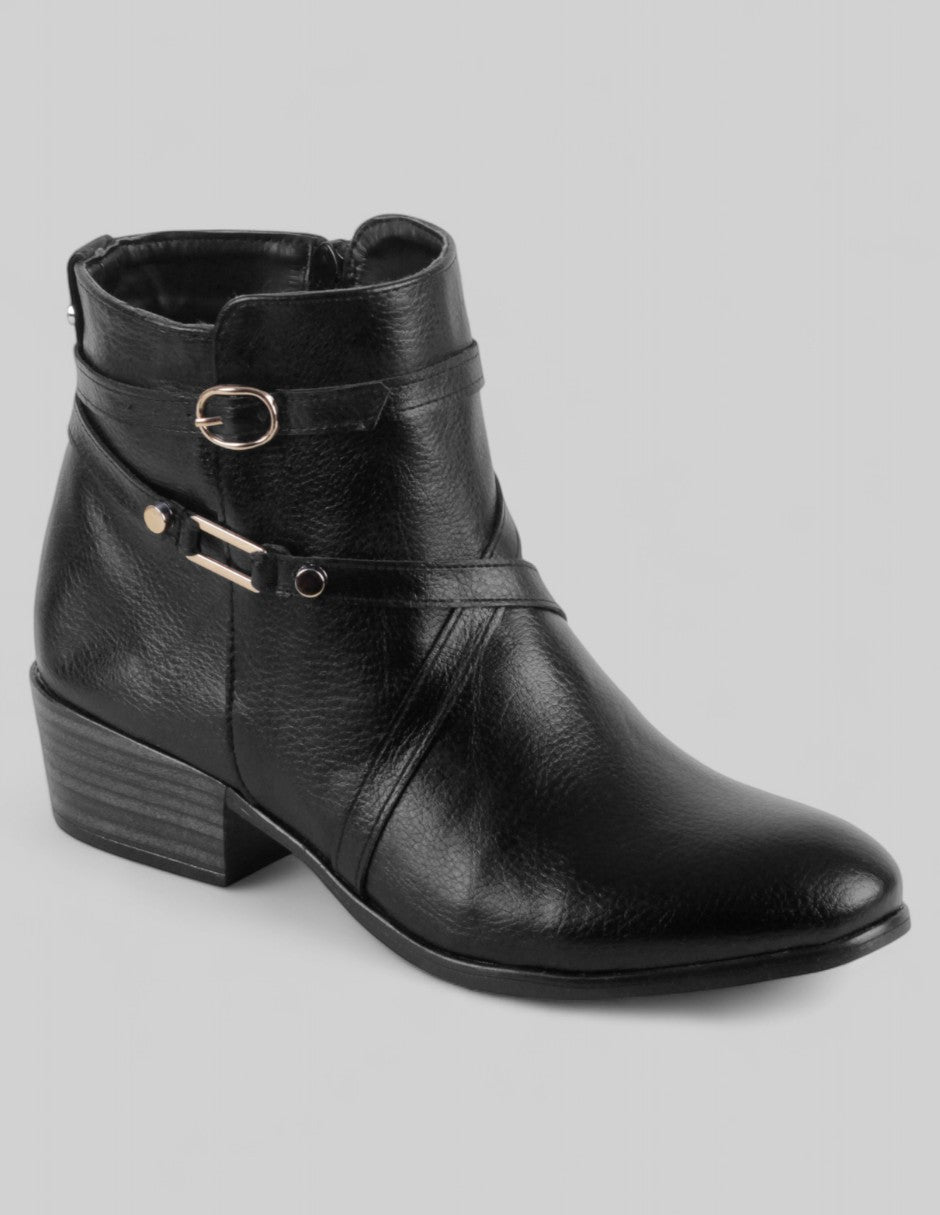 Botín con tacón Exterior Piel vegana Color Negro Para Mujer De RBCOLLECTION