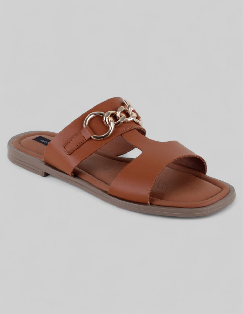 Sandalias de piso Soft en Piel vegana – Café