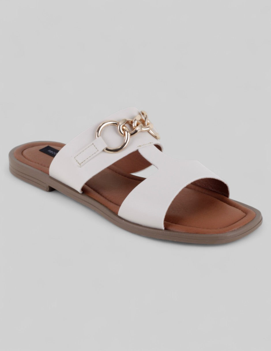 Sandalias de piso Soft en Piel vegana – Blanco