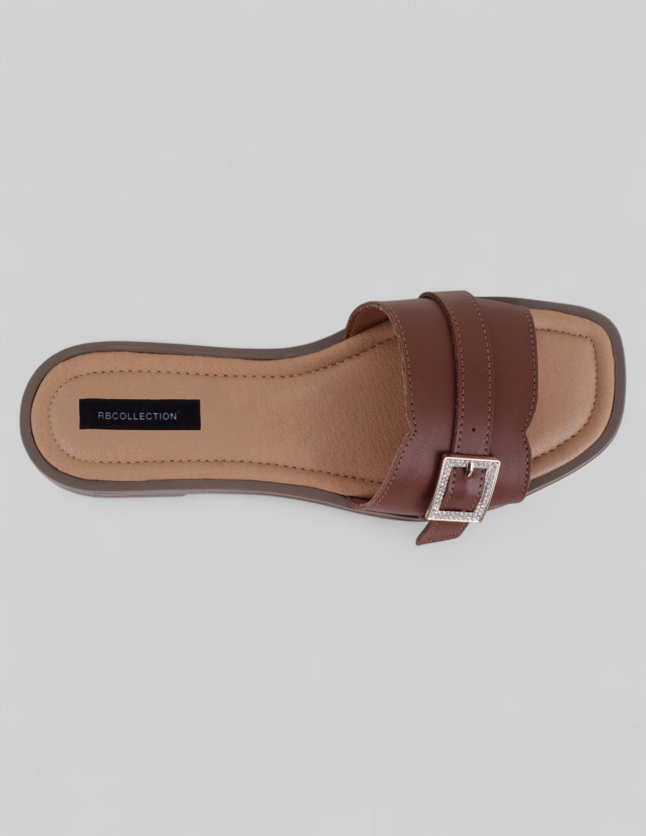 Sandalias de piso Soft en Piel vegana – Café