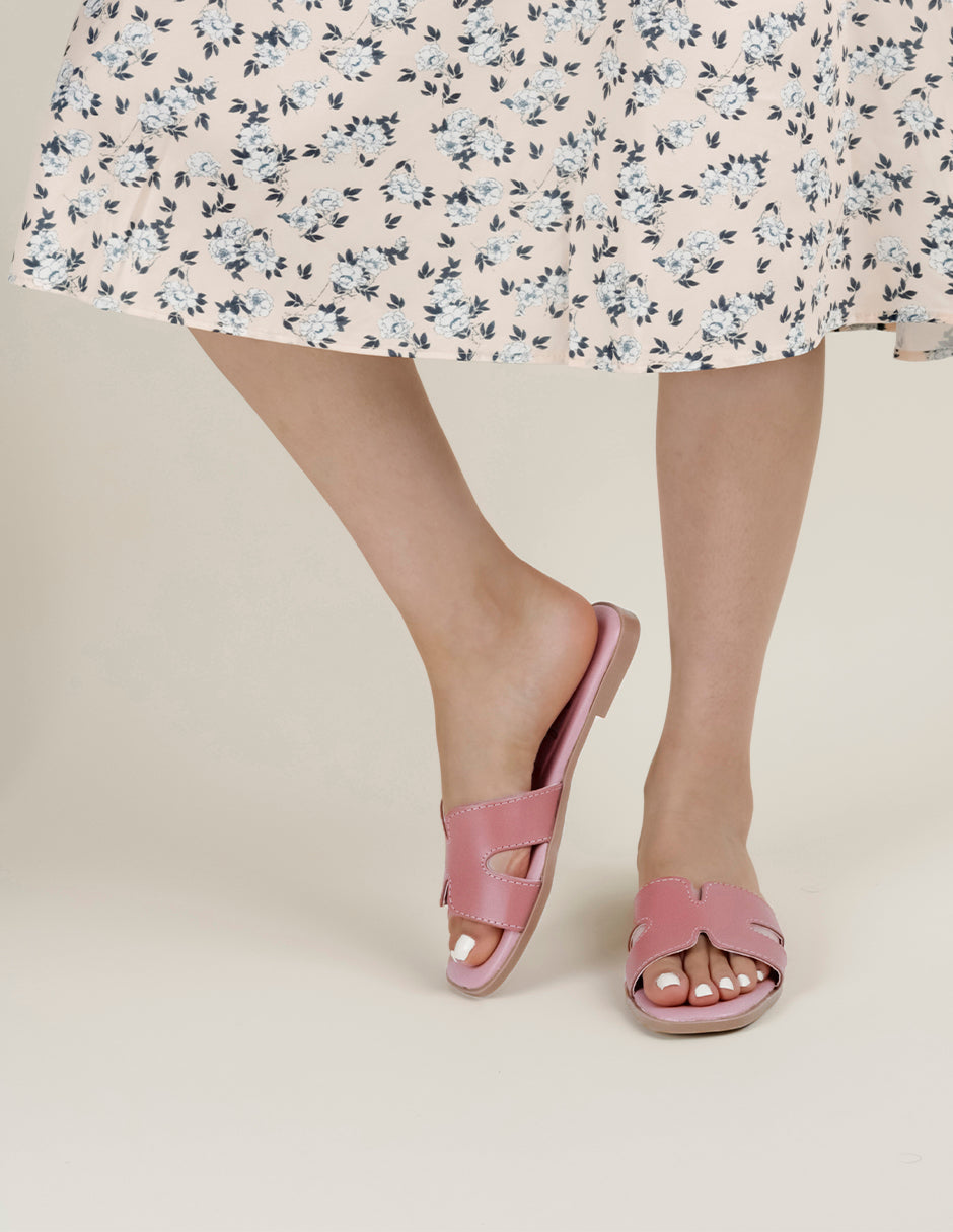 Sandalias de piso Soft en Piel vegana – Rosa