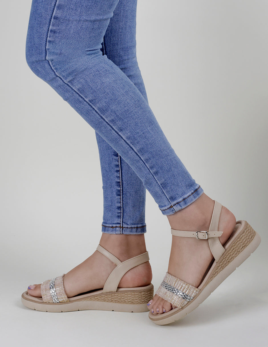 Sandalias con plataforma Steps en Piel vegana – Beige