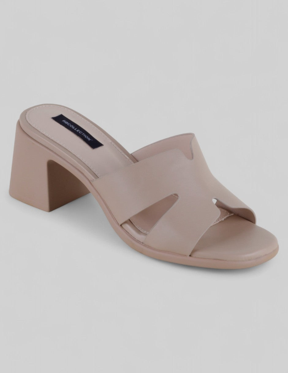 Sandalia con tacón Exterior Piel vegana Color Beige Para Mujer De RBCOLLECTION