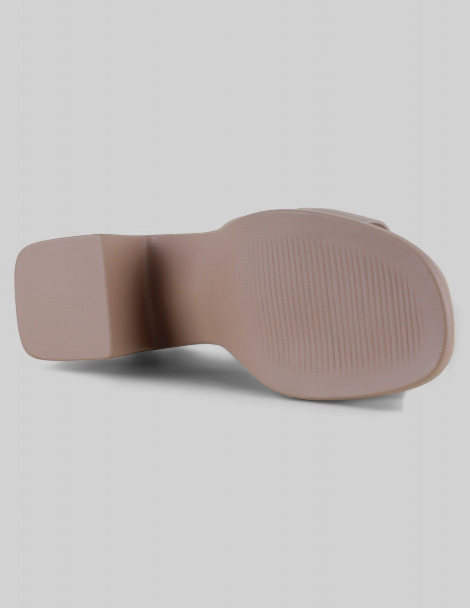 Sandalia con tacón Soft en Piel vegana – Beige