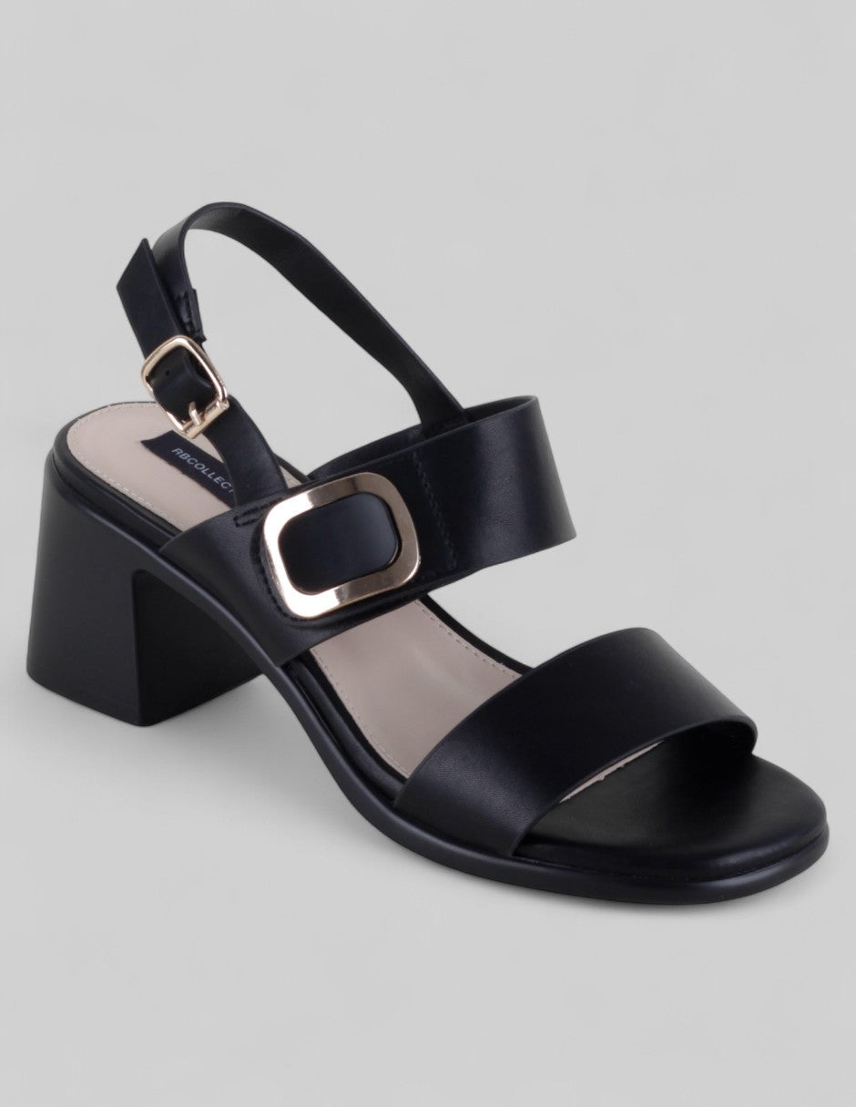 Sandalia con tacón Exterior Piel vegana Color Negro Para Mujer De RBCOLLECTION