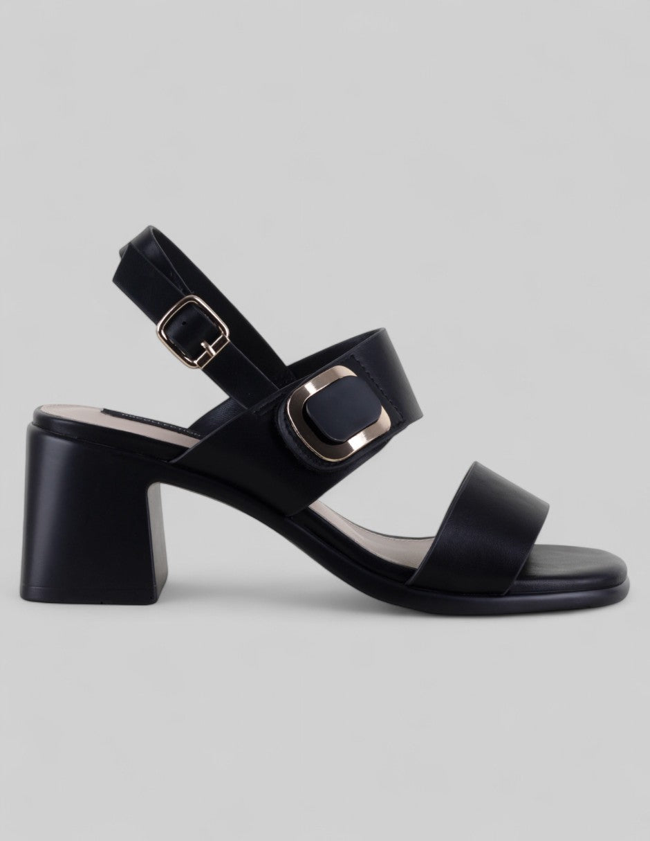 Sandalia con tacón Steps en Piel vegana – Negro