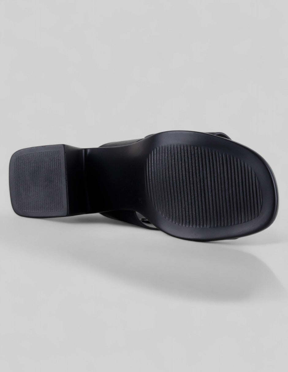 Sandalia con tacón Steps en Piel vegana – Negro