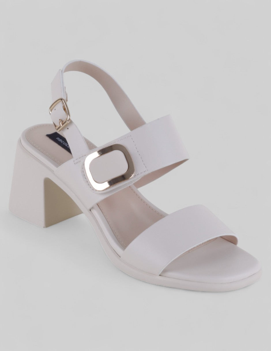 Sandalia con tacón Exterior Piel vegana Color Beige Para Mujer De RBCOLLECTION