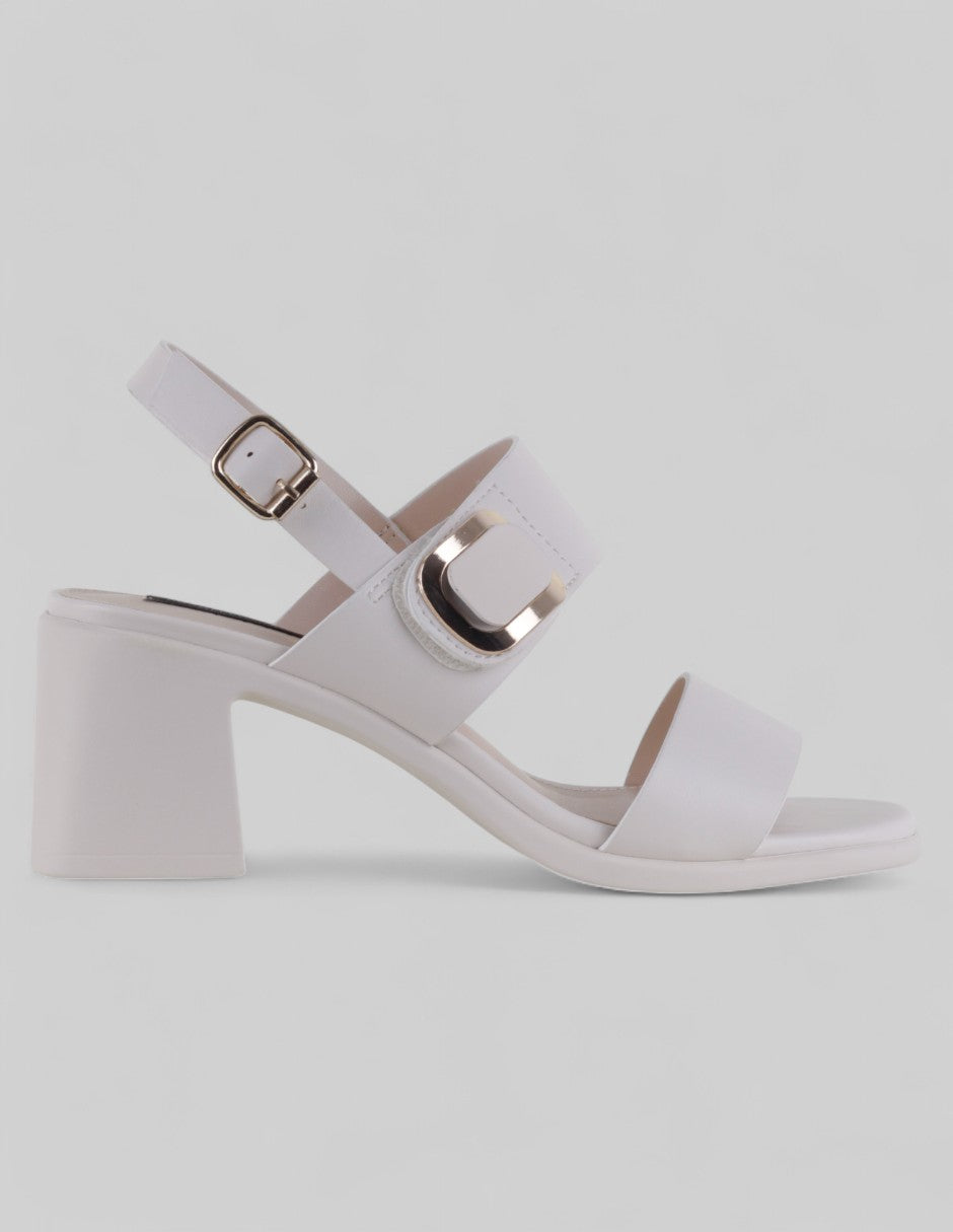 Sandalia con tacón Steps en Piel vegana – Beige