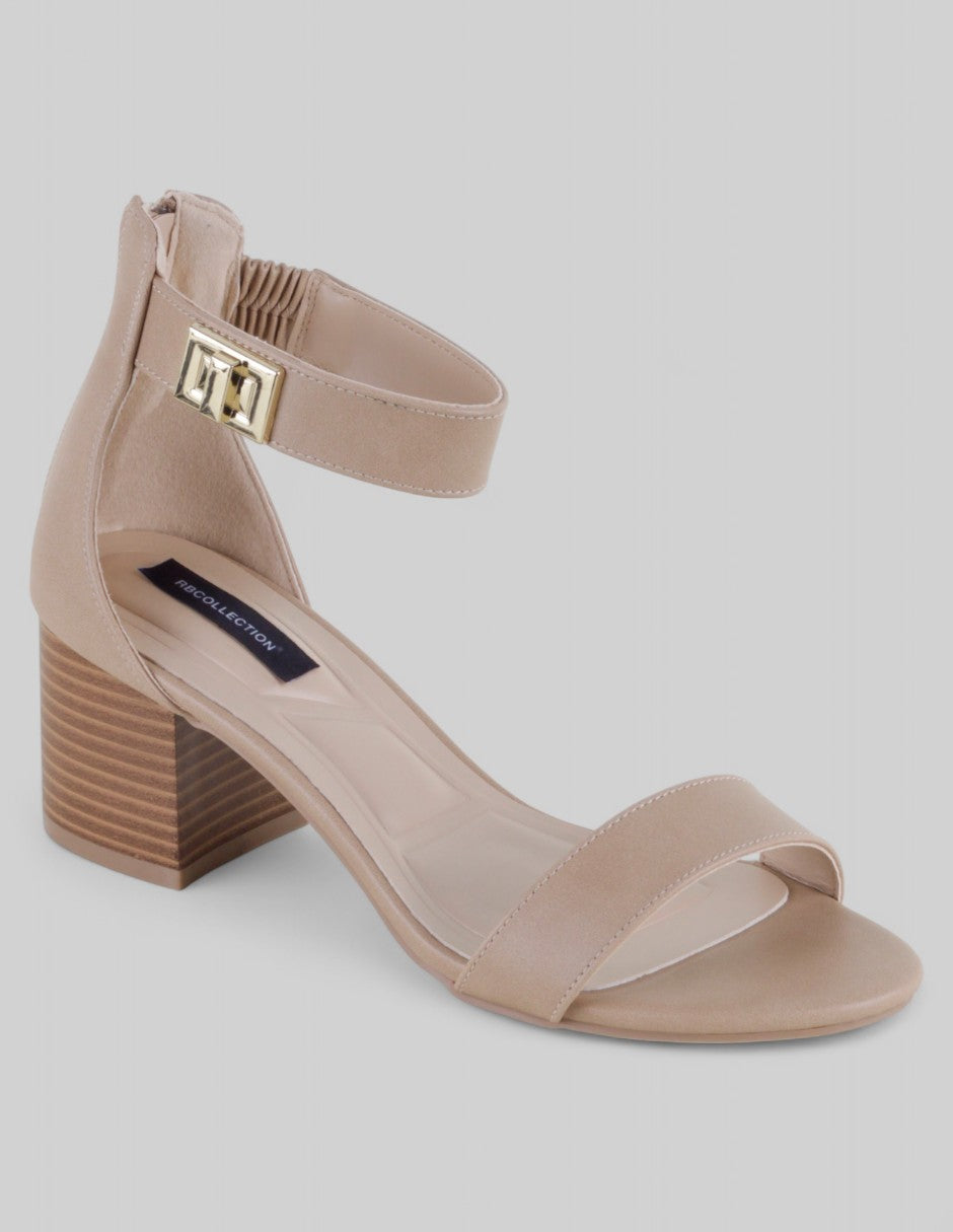 Sandalia con tacón Exterior Piel vegana Color Beige Para Mujer De RBCOLLECTION