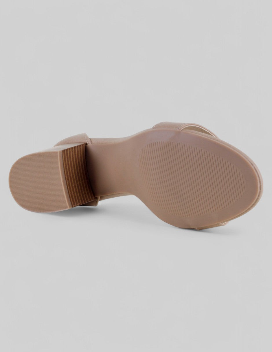 Sandalia con tacón Rice en Piel vegana – Beige