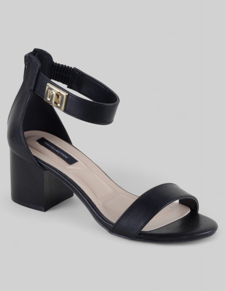 Sandalia con tacón Exterior Piel vegana Color Negro Para Mujer De RBCOLLECTION