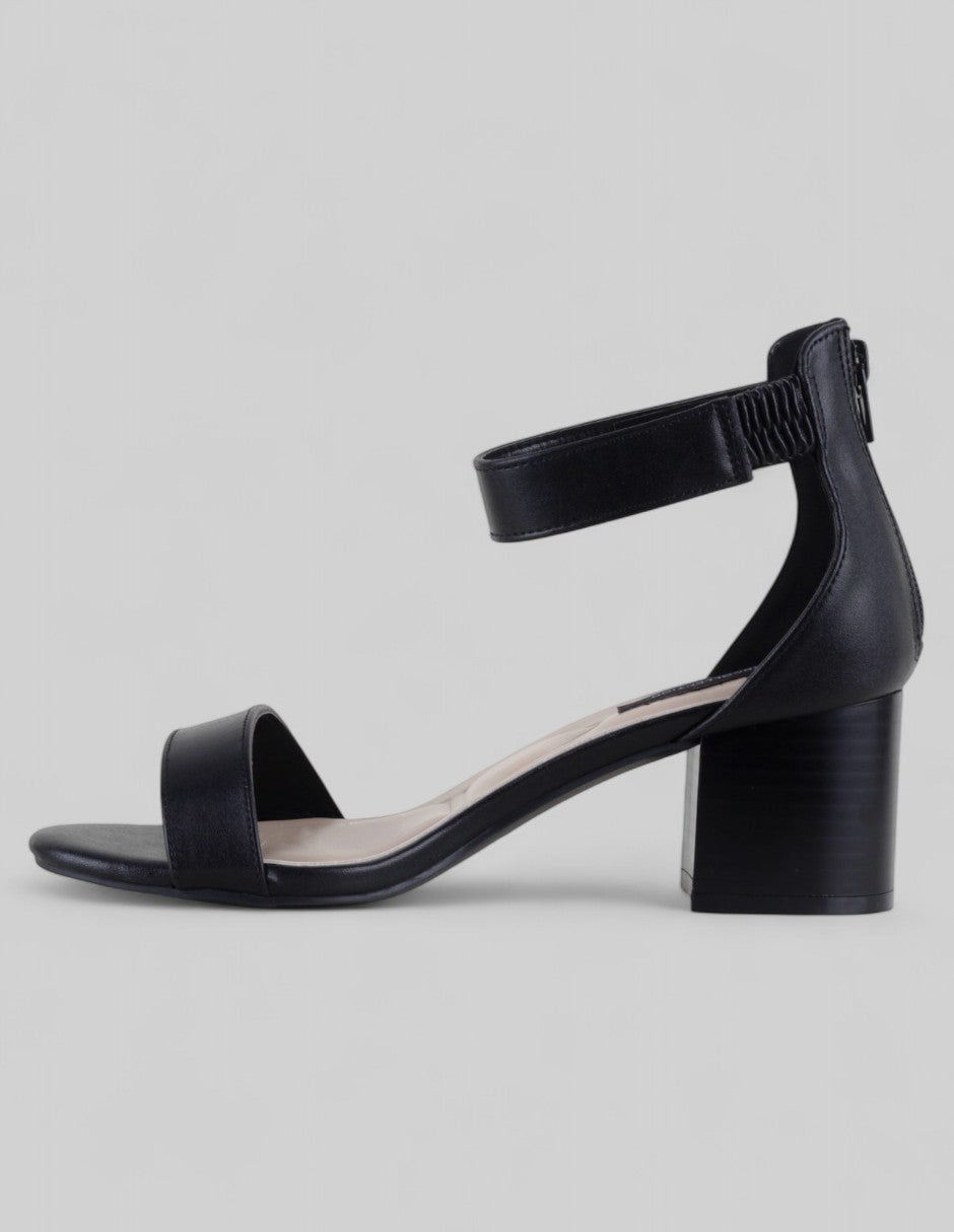 Sandalia con tacón Rice en Piel vegana – Negro