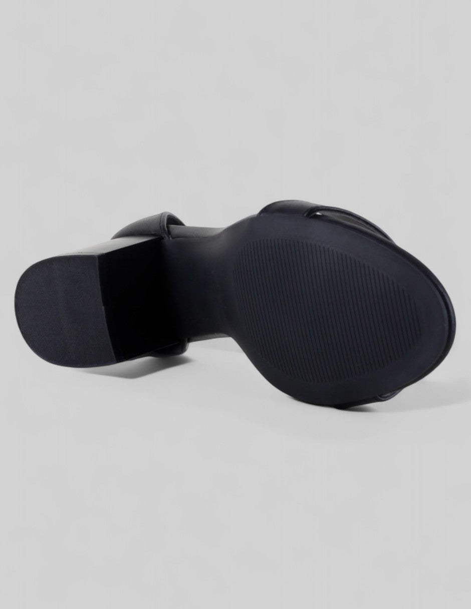 Sandalia con tacón Rice en Piel vegana – Negro