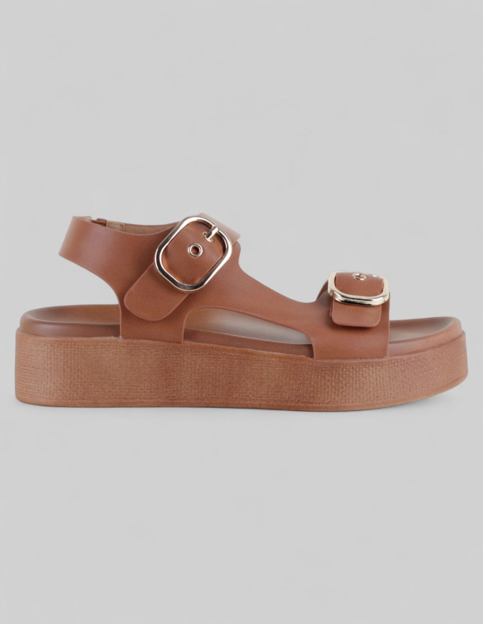 Sandalias con plataforma Steps en Piel vegana – Café