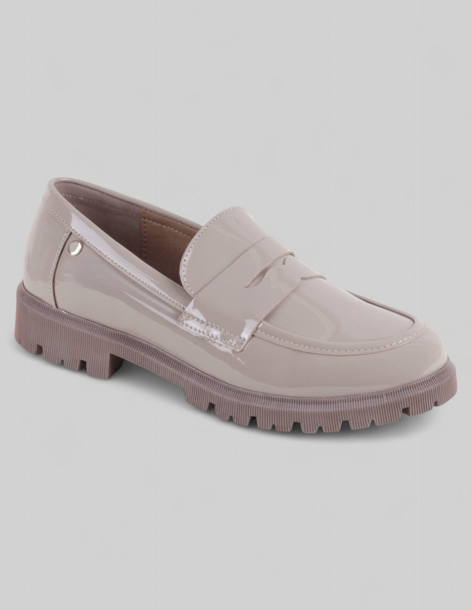 Mocasines Exterior Charol Color Beige Para Mujer De RBCOLLECTION