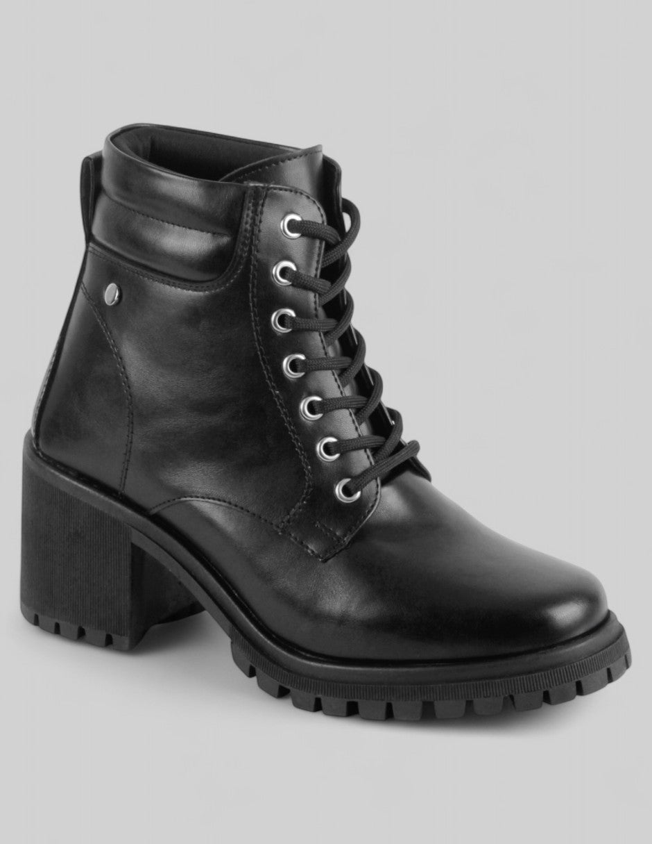 Botín con tacón Exterior Piel vegana Color Negro Para Mujer De RBCOLLECTION