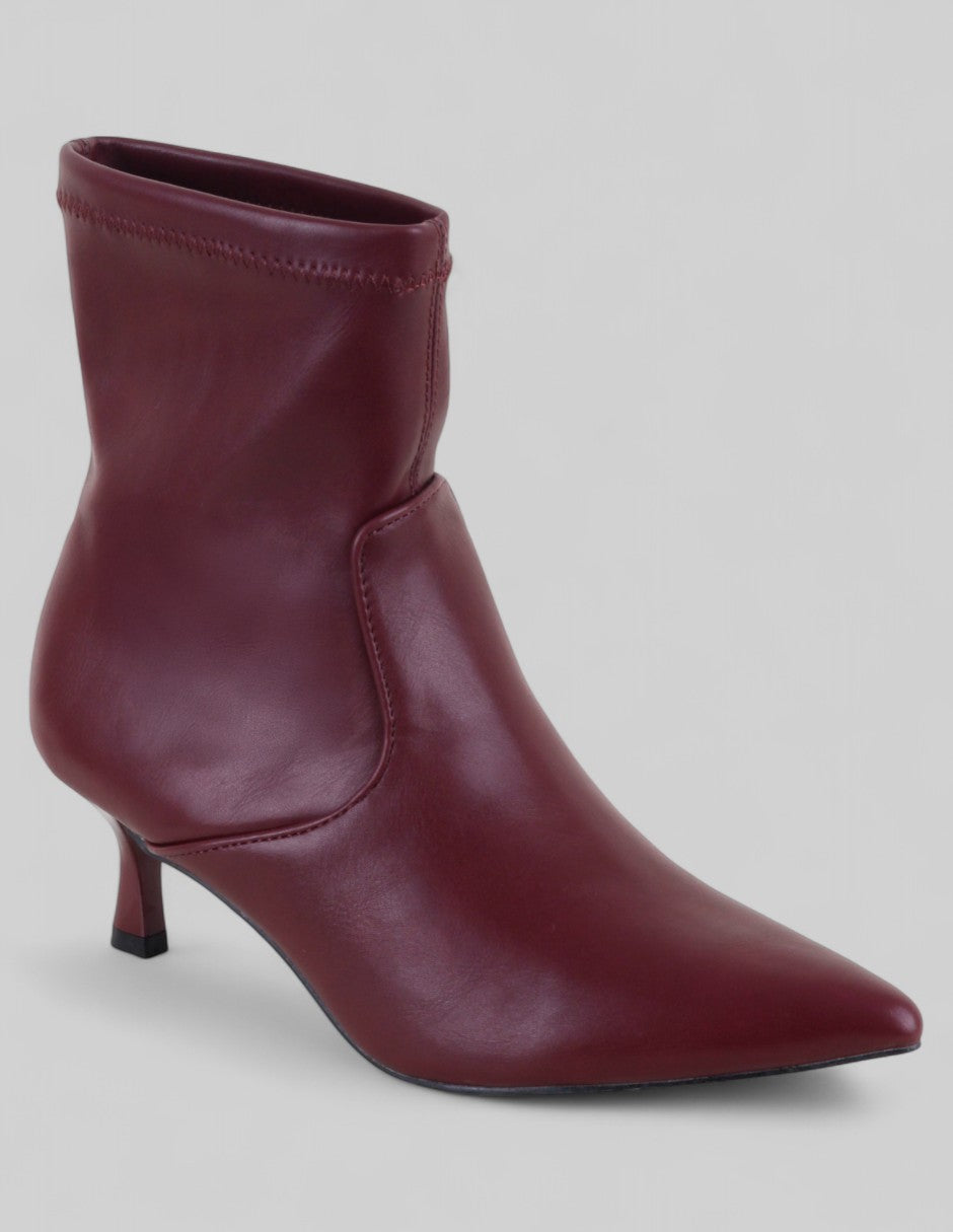 Botín con tacón Exterior Piel vegana Color Rojo Para Mujer De RBCOLLECTION