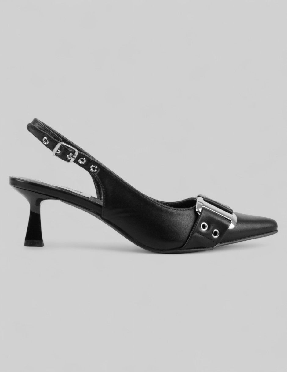 Zapatillas Slingback en Piel vegana – Negro