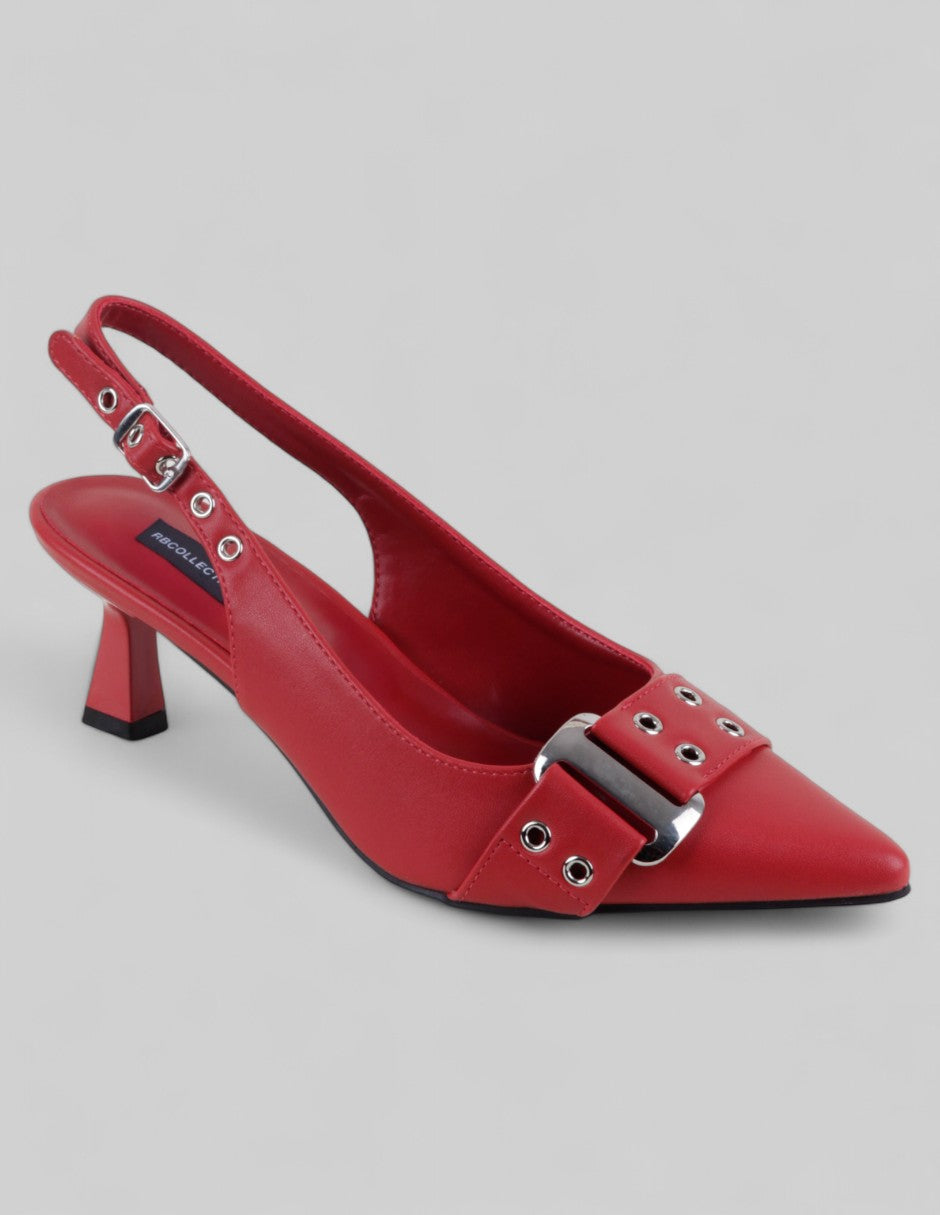 Zapatillas Slingback en Piel vegana – Rojo