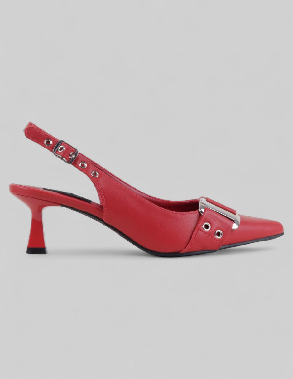Zapatillas Slingback en Piel vegana – Rojo
