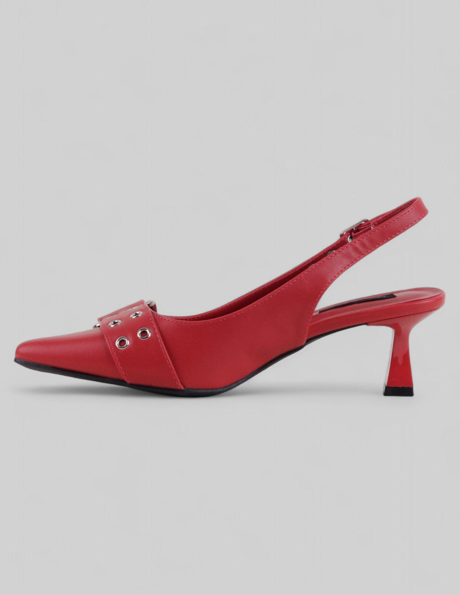 Zapatillas Slingback en Piel vegana – Rojo
