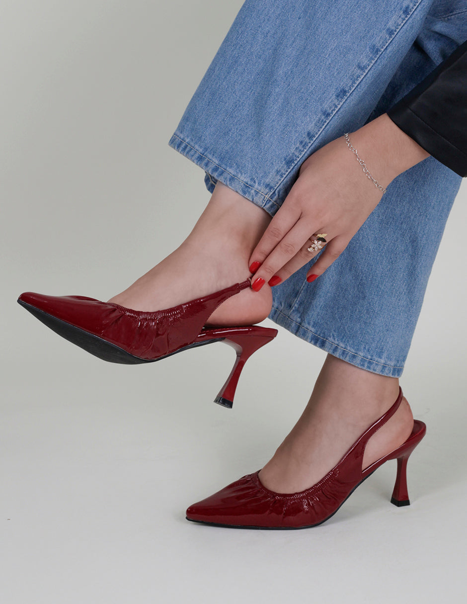 Zapatillas Slingback en Charol – Rojo