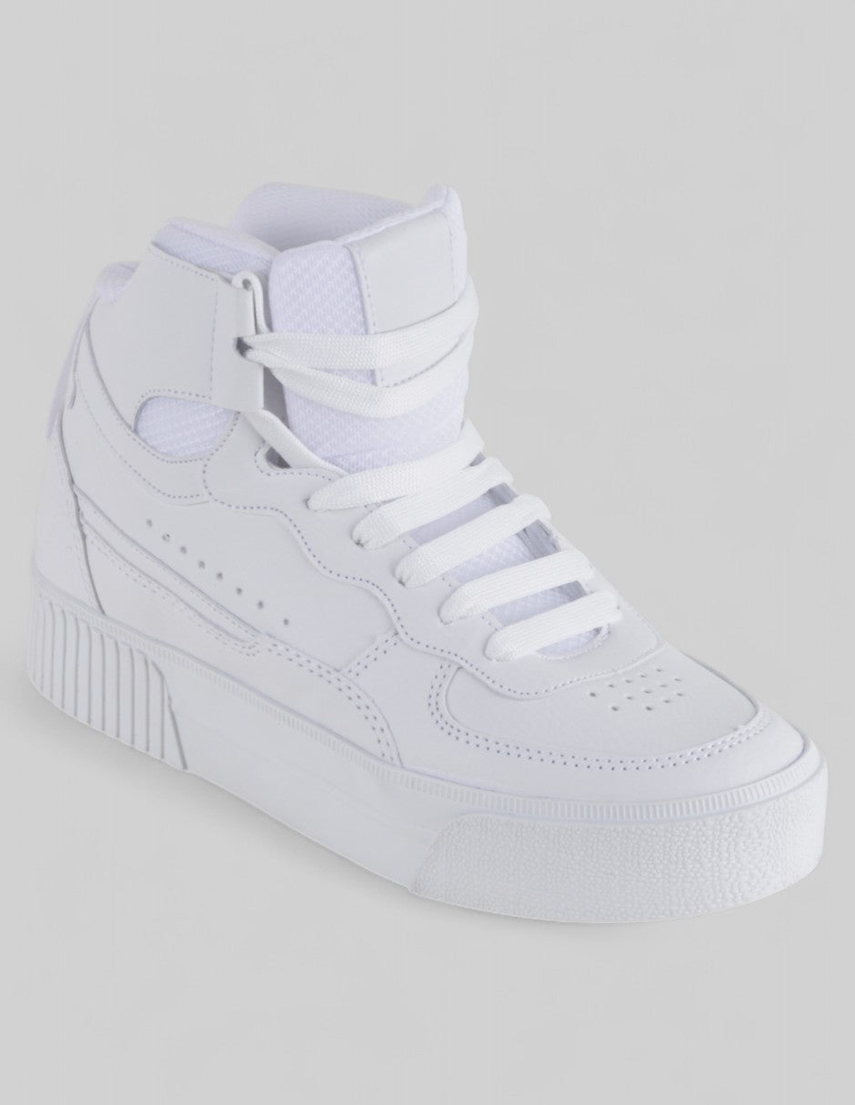 Tenis botín  High Line en Piel Vegana – Blanco