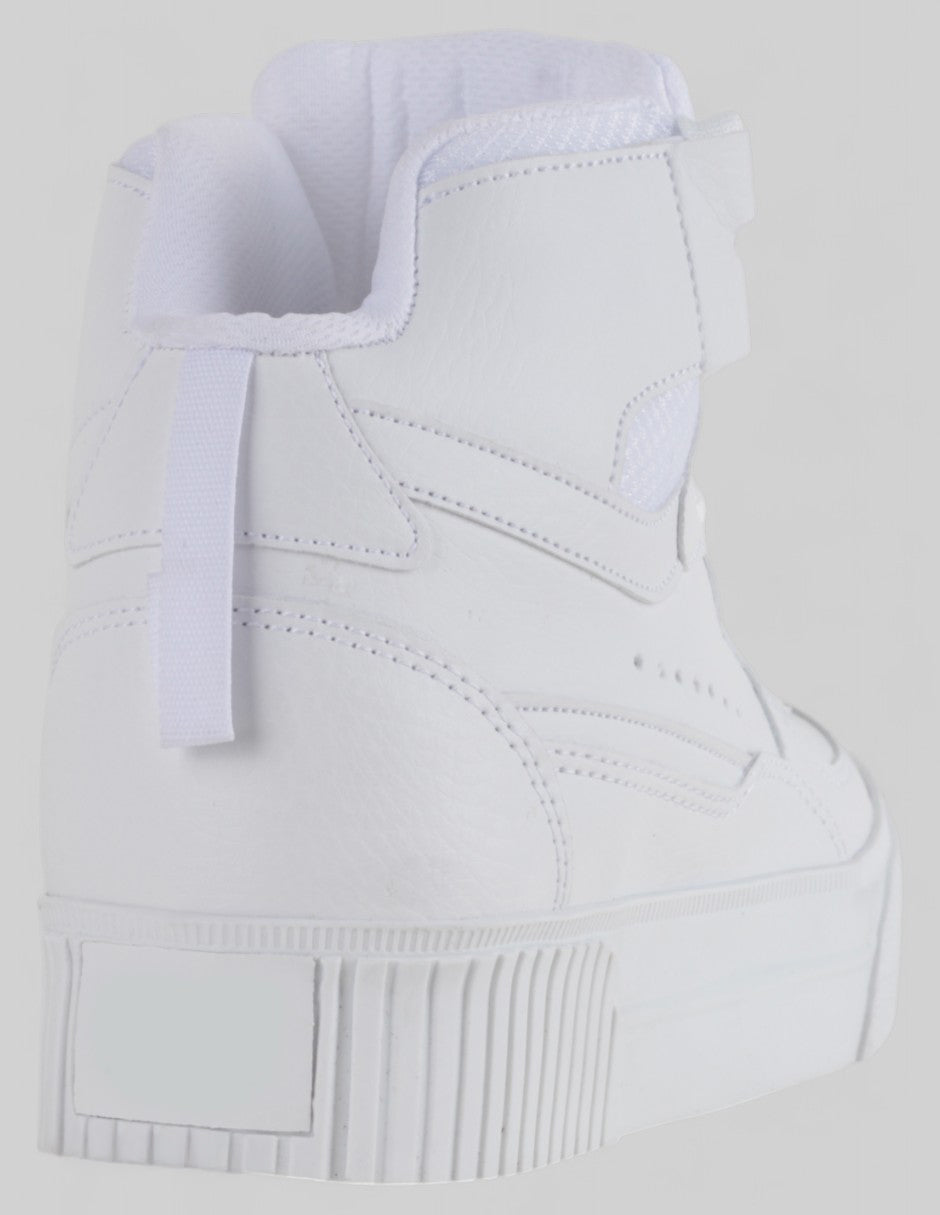 Tenis botín  High Line en Piel Vegana – Blanco