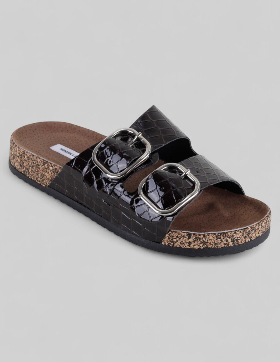 Sandalias de piso Exterior Piel Color Café Para Mujer De RBCOLLECTION
