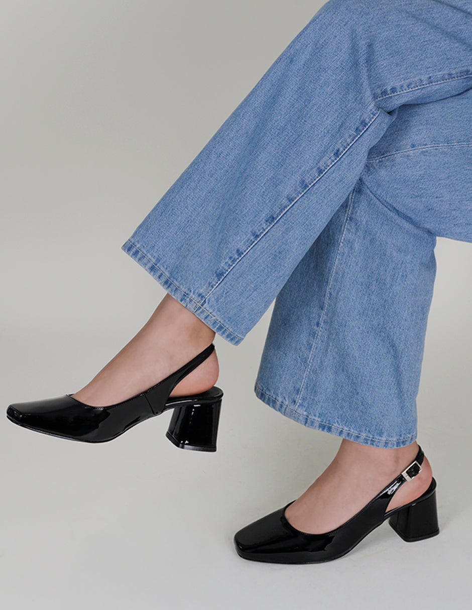 Zapatillas Slingback en Piel vegana – Negro