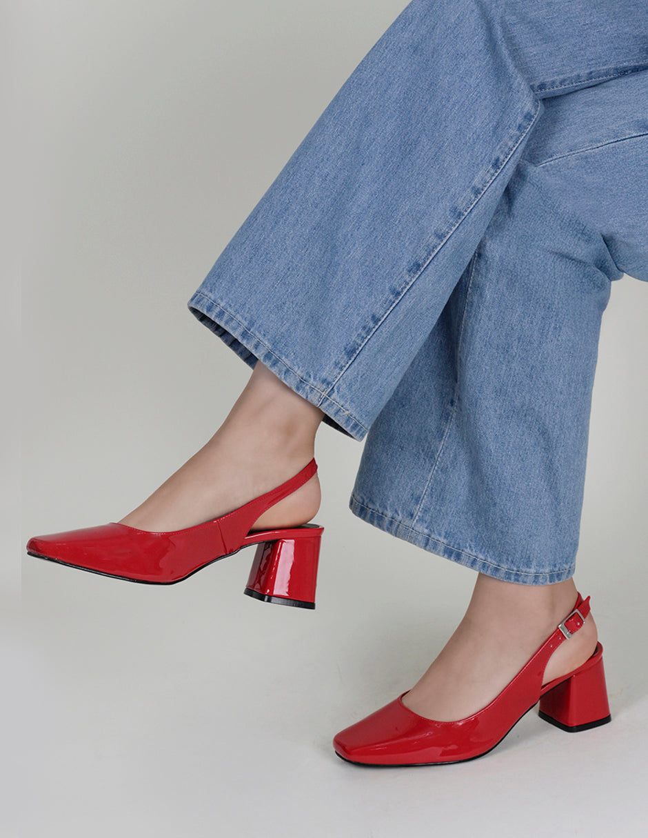 Zapatillas Slingback en Charol – Rojo
