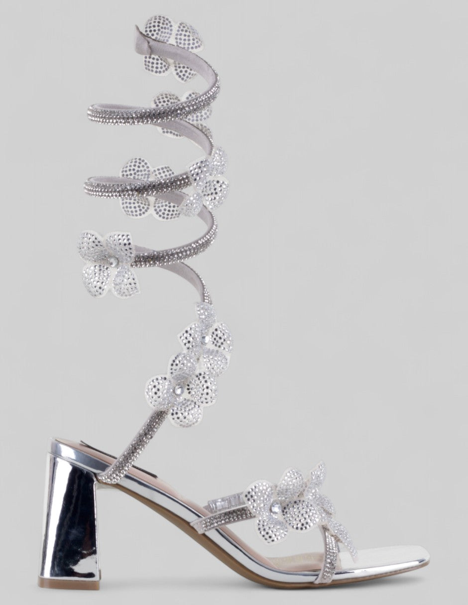 Sandalia con tacón Glowm en Sintético – Plata