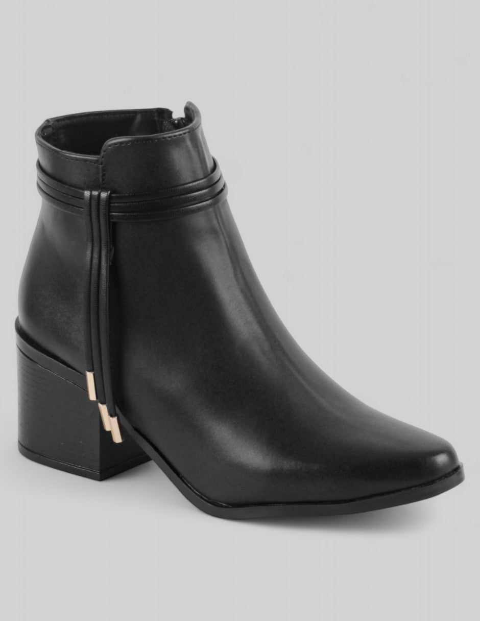 Botín con tacón Exterior Piel vegana Color Negro Para Mujer De RBCOLLECTION