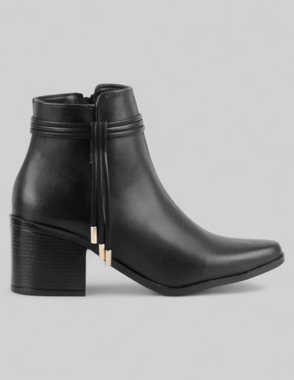 Botín con tacón Terre en Piel vegana – Negro