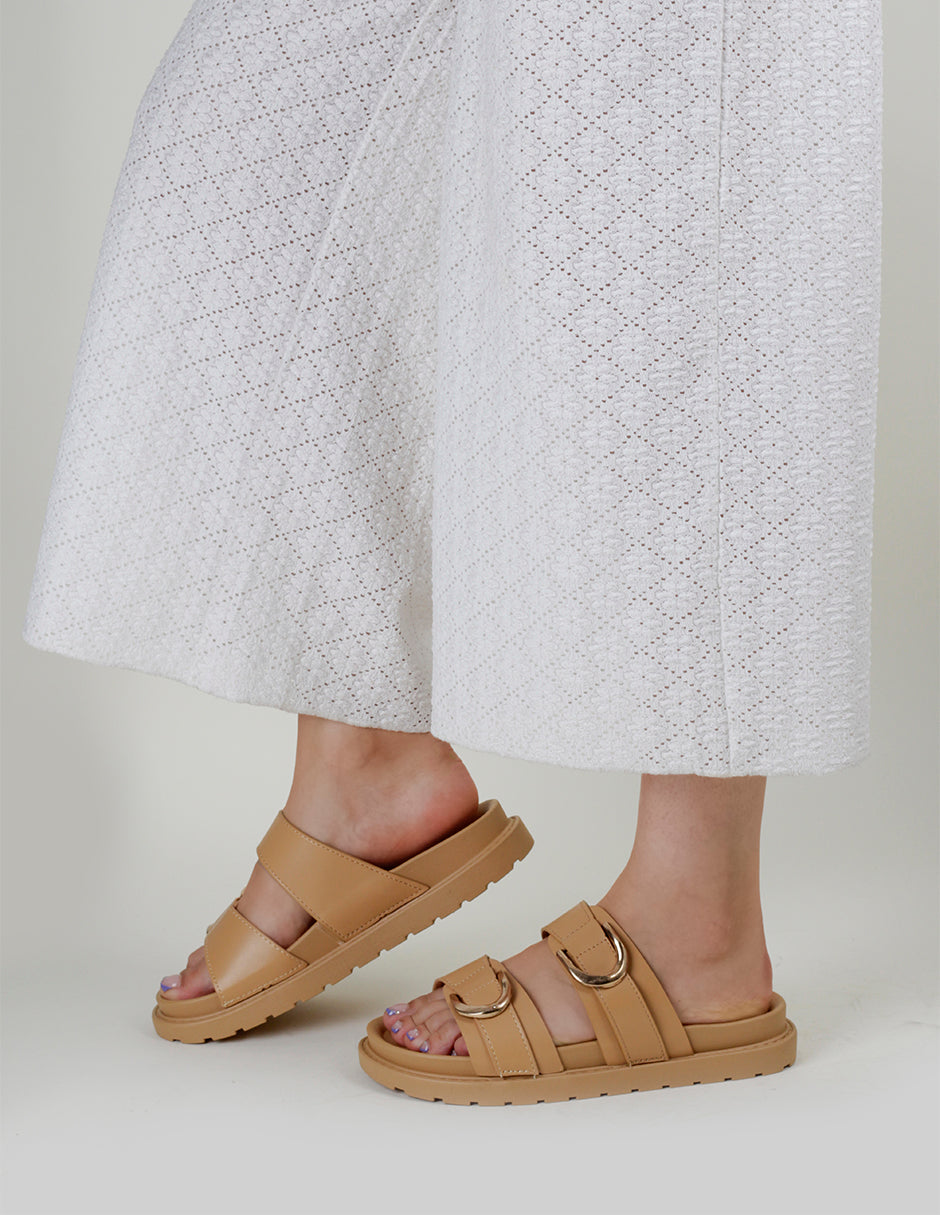 Sandalias de piso Birt en Piel vegana – Café