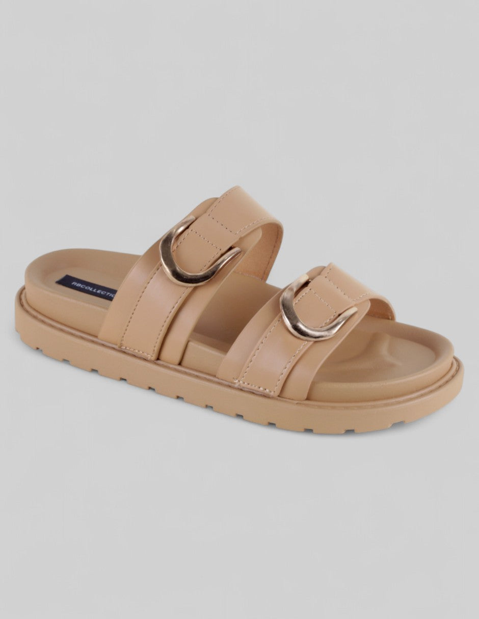 Sandalias de piso Exterior Piel vegana Color Café Para Mujer De RBCOLLECTION
