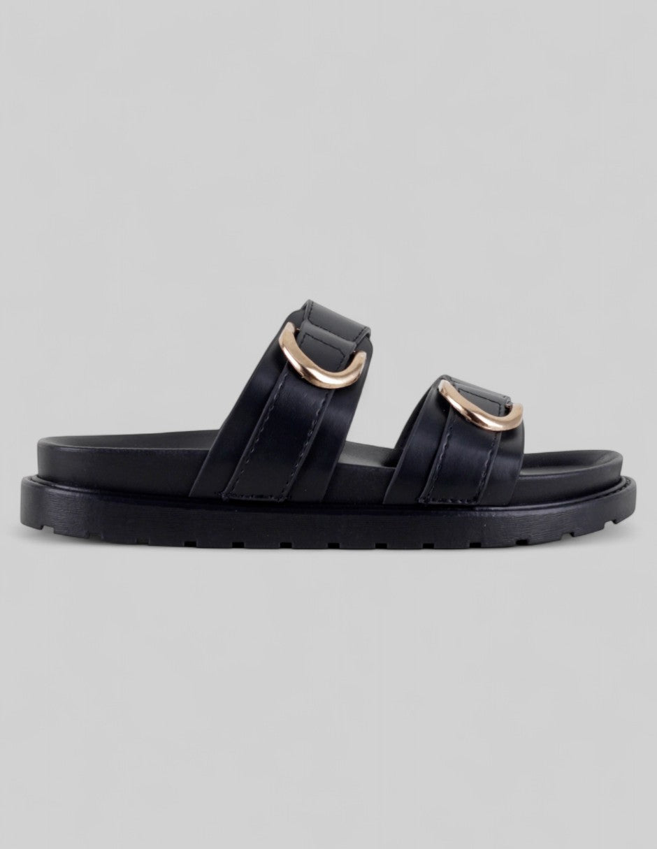Sandalias de piso Birt en Piel vegana – Negro