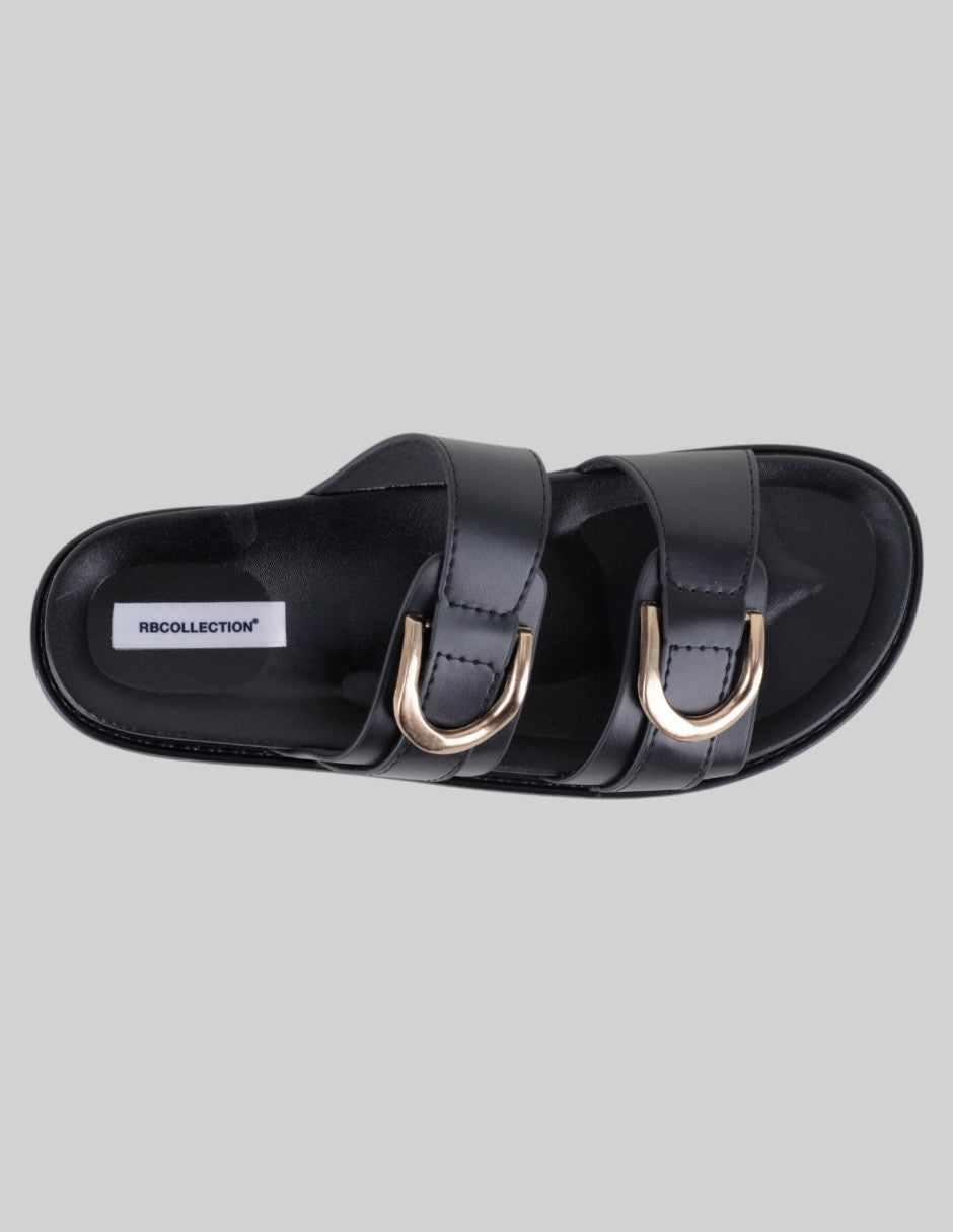 Sandalias de piso Birt en Piel vegana – Negro