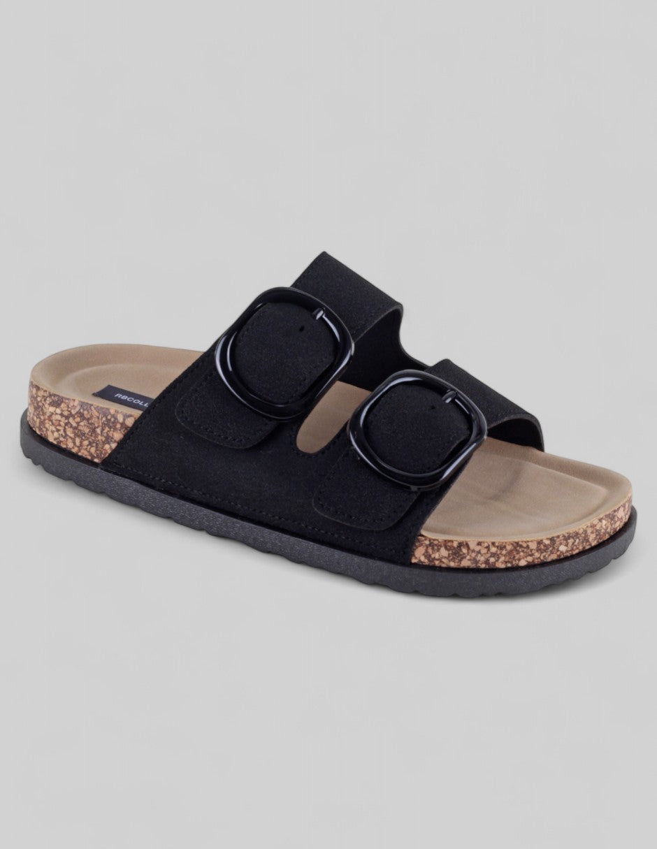 Sandalias de piso Exterior Gamuza Color Negro Para Mujer De RBCOLLECTION