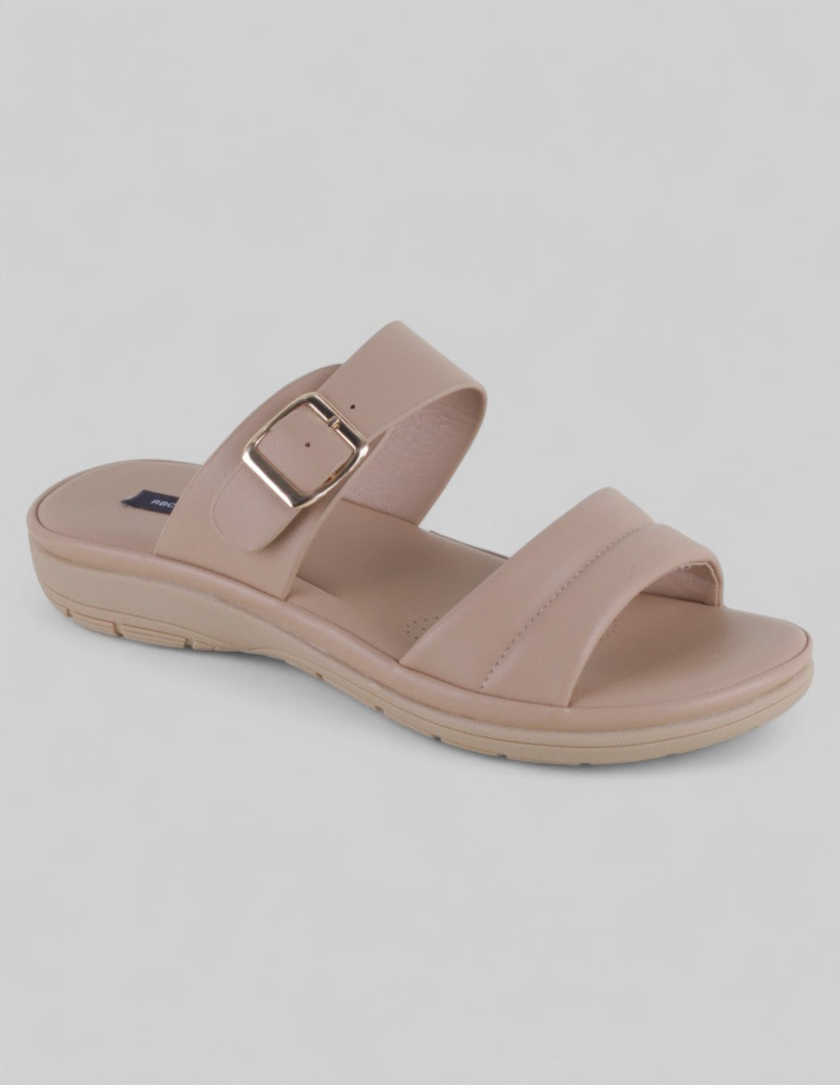 Sandalias de piso Exterior Piel vegana Color Beige Para Mujer De RBCOLLECTION