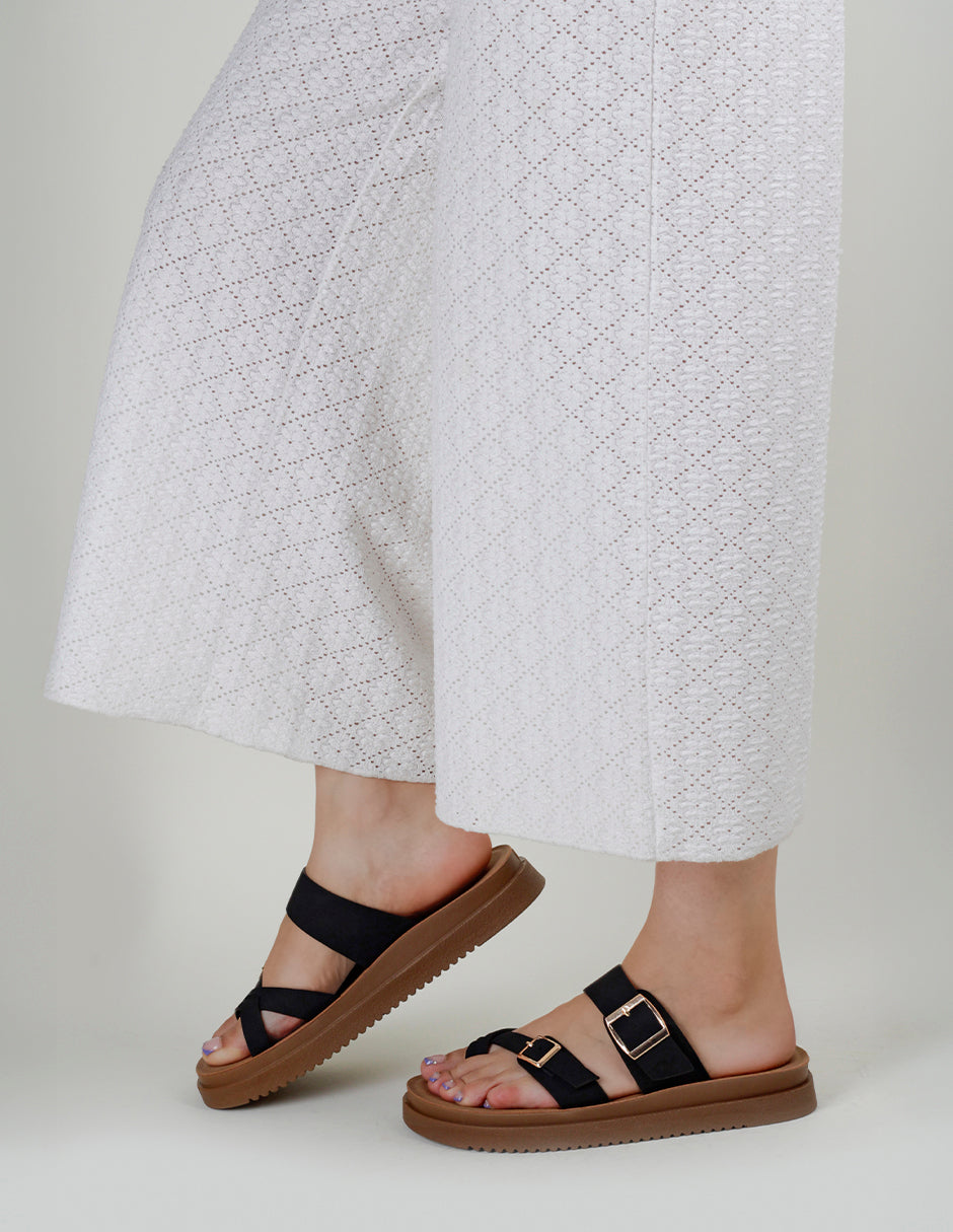 Sandalias de piso Steps en Piel vegana – Negro