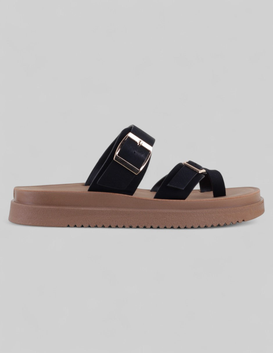 Sandalias de piso Steps en Piel vegana – Negro
